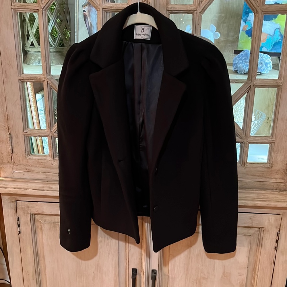 Black Sherpa fleece blazer. Size Medium.